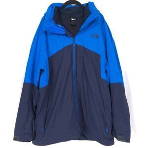 THE NORTH FACE Men's XXL Black Blue 3 in 1 Coat Jacket Full Zip Hooded + Sweater